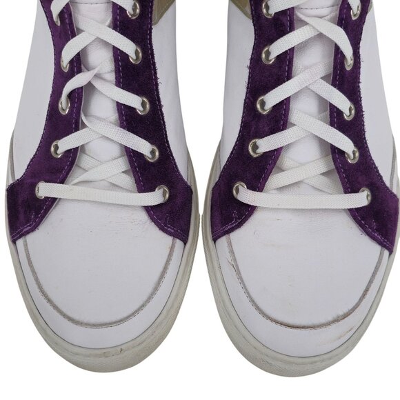 Alessandro Dell'Acqua Mens 9.5 White Tan Purple Patent Leather Fashion Sneakers - Picture 11 of 12